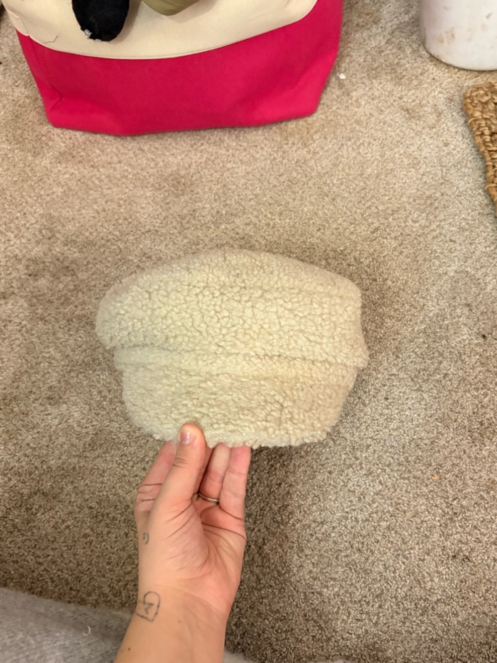 Cream Sherpa Baker Boy Cap